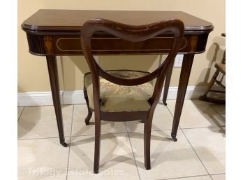 Mahagony Writing Desk Flip Top And Extending Small Dining Or Gaming Table