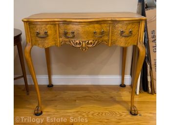 Birdseye Maple Queen Anne Leg Writing Desk With Three Drawers