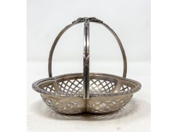 Austrian 800 Silver Pierced Basket With Ribbon And Bow Motif 93 Grams