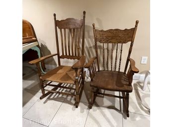 Two Wooden Rocking Chairs