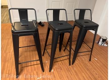 Three Metal Bar Stools - BAR HEIGHT SEATING