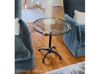 Arhaus Cast Iron Base Glass Top Round Side Table