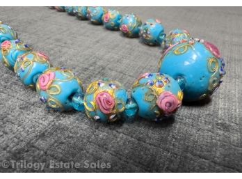 Vintage Venetian Fiorato 'Wedding Cake' Glass Bead Necklace