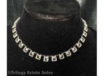 Vintage Art Deco Square Cut Paste 15' Riviere Necklace