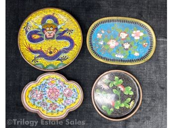 Four Chinese Cloisonne Trinket Dishes