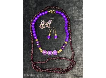 Amethyst And Purple Stone Bracelets, Necklaces And Earrings