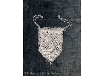 Antique Sterling Silver Chainmail Drawstring Coin Purse 22.1dwt