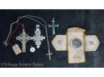 17th Century Crucifix Pendant And Other Religious Jewelry