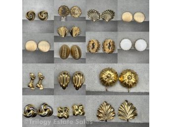 Lot Of Vintage Gold-Tone Clip-On Earrings