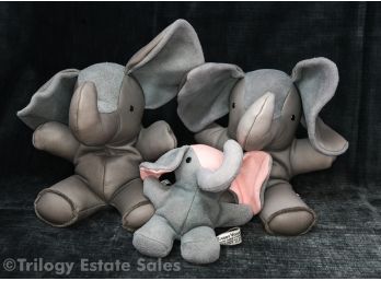 Sandy Vohrs Leather Zoo Elephants Heavy Beanbag Bookends