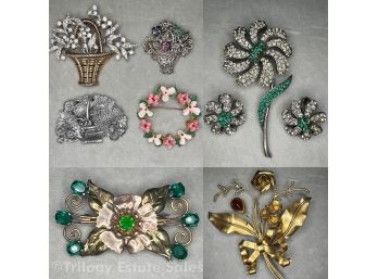 Costume Jewelry Brooches Of Flower Baskets And Sprays Raleigh, Robert, Sandor