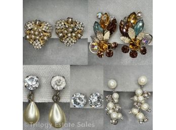 Woloch Paris And Marvella Rhinestone And Faux Pearl Clip-On Earrings