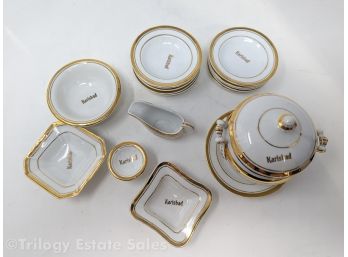 Karlsbad Child's White And Gold Decorated Porcelain 16pc Dinner Service