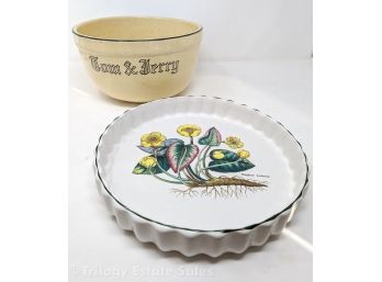 Vintage Tom & Jerry Mixing Bowl & Flowered Pie Dish