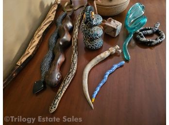 Lot Of Snake Shaped Decorative Objects