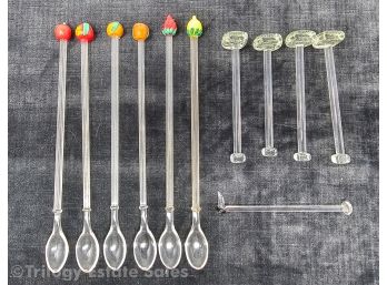 Vintage Glass Cocktail Stirrers And Muddlers