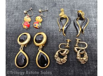Four Pairs Clip-On Earrings