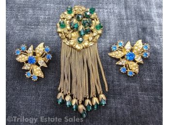 Lot Of 3 Floral Costume Brooches