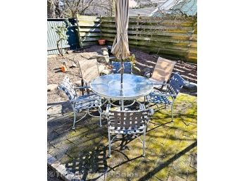 Outdoor Table Umbrella & Chairs