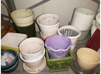 This Shelf Of Ceramic Flower Pots Small + Medium