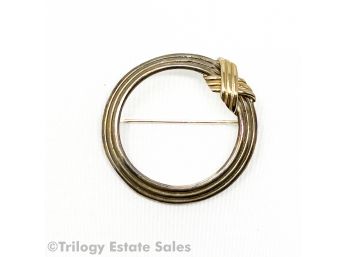 Lenore Doskow Sterling Silver And 14k Gold Circle Brooch