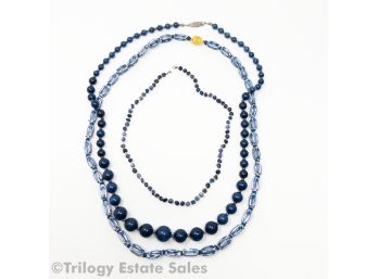 Lapis Lazuli Bead And Ceramic Bead Necklaces