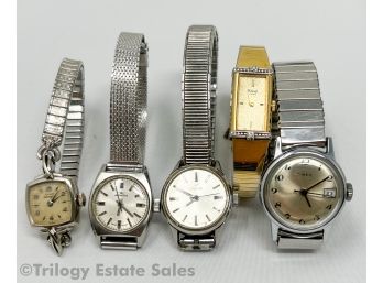 Lot Of Five Ladies Watches Mondia Timex Encar Pulsar Girard Perregaux