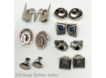 Modernist Sterling Silver Clip-on Earrings Lot