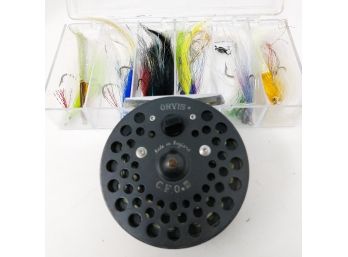 Orvis CFO III Fly Fishing Reel Made In England & Assorted Flies