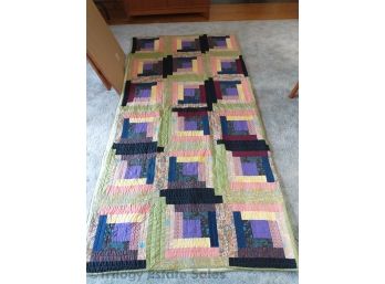 Vintage Machine Made Log Cabin Quilt