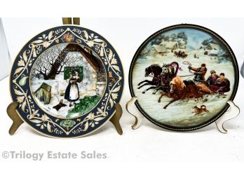 Natalia Leonova 'Winter Troyka' 1990 Limited Edition Plate & Villeroy & Boch French Fairytale 'Fortunata & The Hen' Decorative Plate