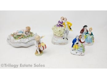 Japanese Porcelain Figurines & Trinket Dish