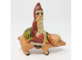 Vaillancourt Folk Art 1988 #434 Santa On A Pig