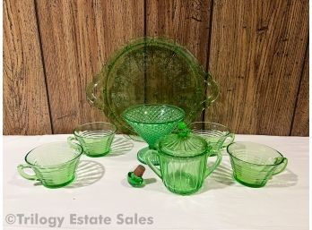 Green Depression Glass Lot