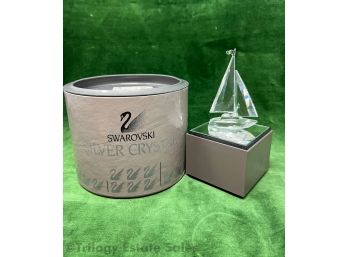 Swarovski Crystal Sailboat In Original Box With Stand