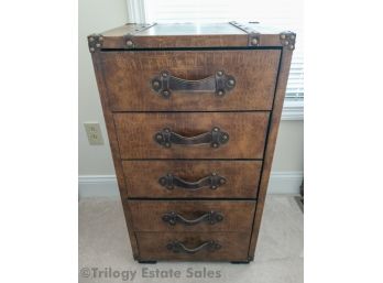 Five Drawer Leather Chest Cabinet