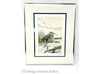 Heron Signed & Numbered Bob Lafferandre Hand-Pulled Etching