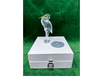 Swarovski Crystal Silver Heron #7670 With Original Box