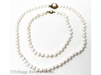 Two Angel Skin Coral Bead Necklaces