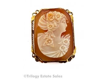 Antique Cameo Brooch Pendant Set In 14kt Gold