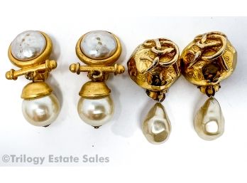 Sonya Rykiel And Amalia Gold-Tone & Pearl Statement Clip-On Earrings