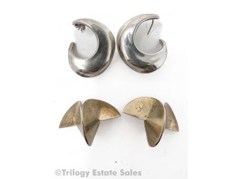 Siegel Sterling Silver Modernist Earrings As Is