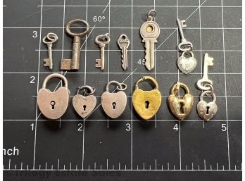 Assortment Of Heart Locks And Keys Charms