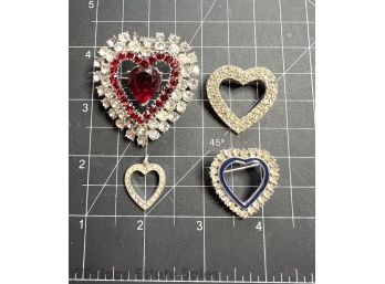 Rhinestone Hearts Brooches And Pendant