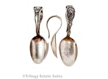 Gorham Sterling Silver October Zodiac Scorpio Medicine Spoon Engraved 'Susan'; Medicine Spoon With Cat