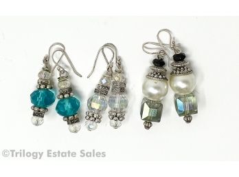 Three Pairs Of Dangle Earrings