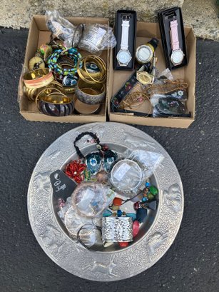 Assorted Lot Of Costume Jewelry With Watches -