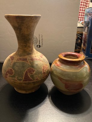 Pottery Vase & Glass Vase