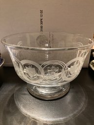 Crystal Bowl W/Listed States Around Bottom Of Bowl