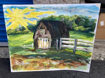 Signed Barn Painting